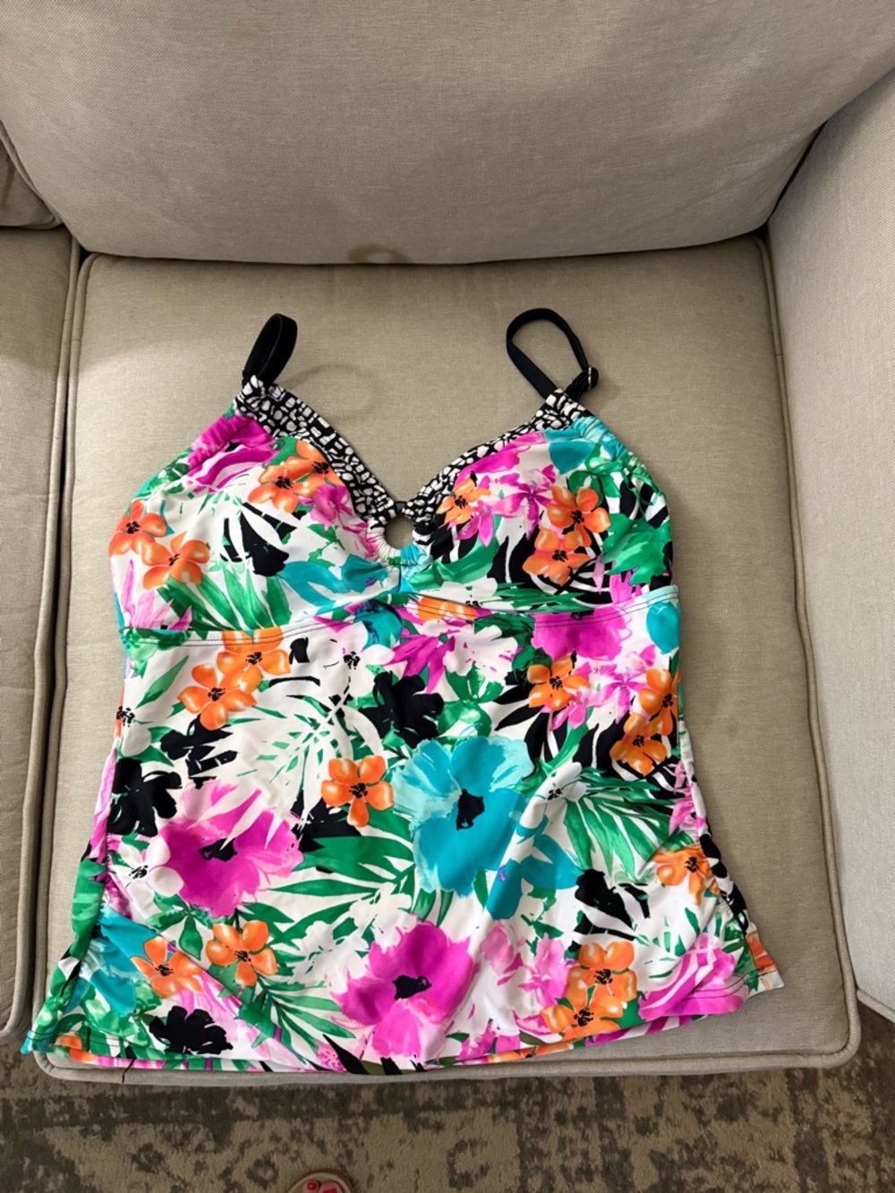 Tropical Floral Tankini swim Top in Bright Multi